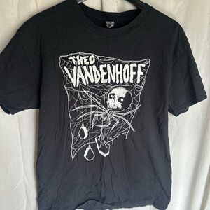 Theo Vandenhoff Black Graphic Tee - Skull & Spider Design
